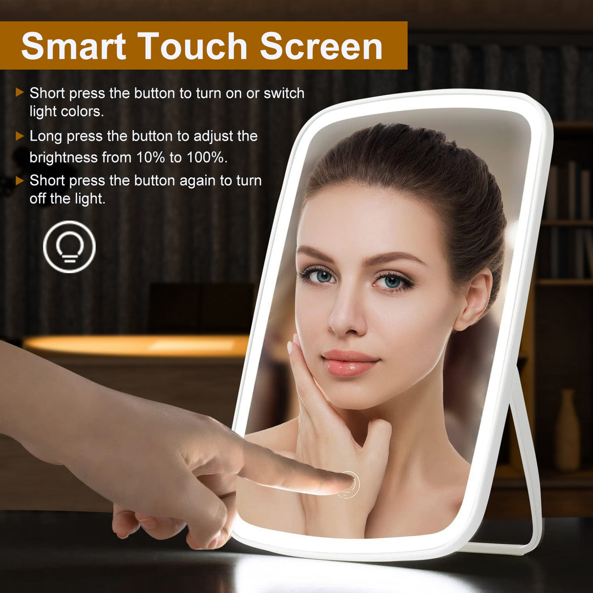 BUBOW LED Lighted Makeup Mirror with Touch Dimmer – product photo 4