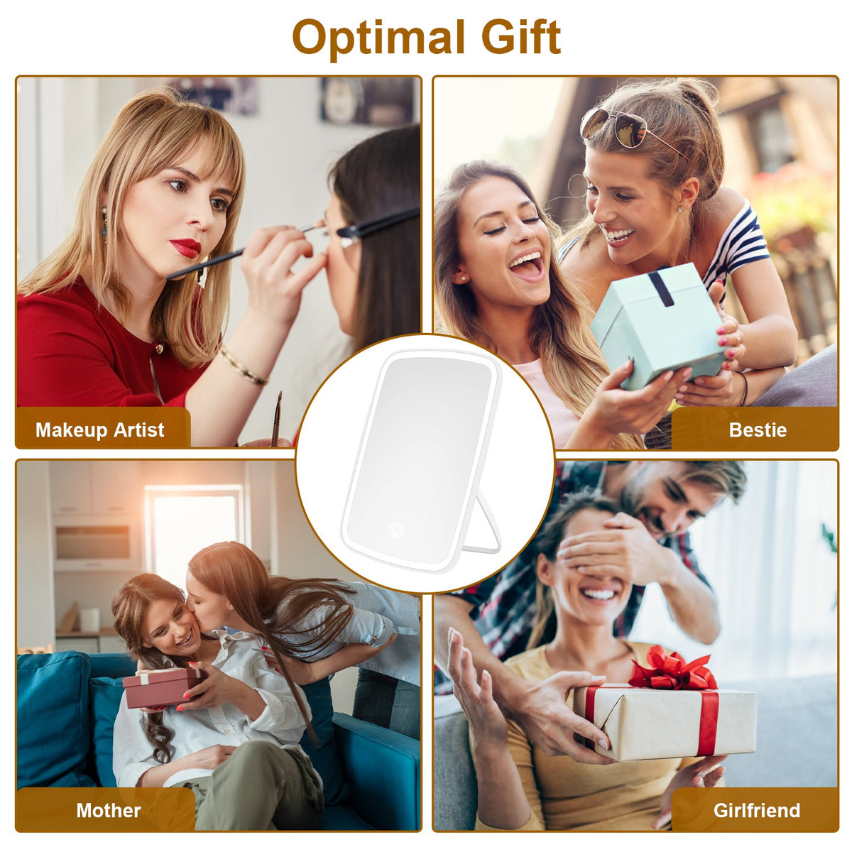 BUBOW LED Lighted Makeup Mirror with Touch Dimmer – product photo 5