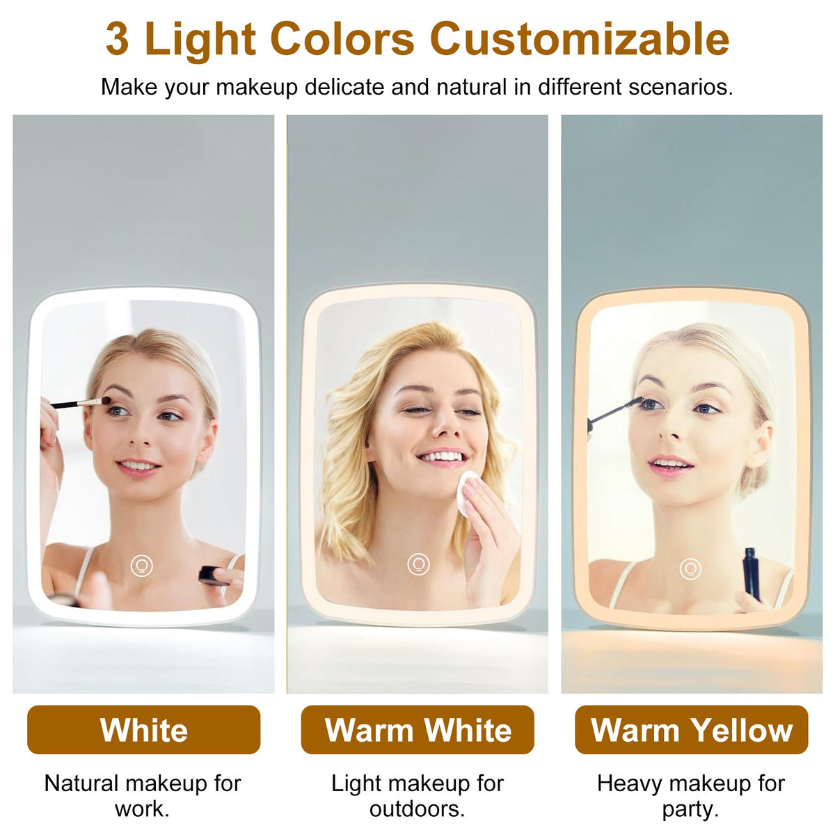 BUBOW LED Lighted Makeup Mirror with Touch Dimmer – product photo 8