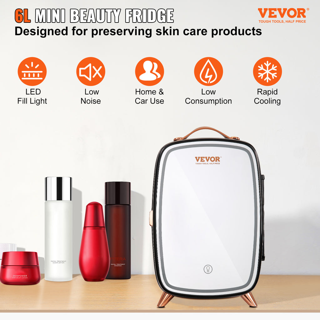 BUBOW VEVOR 6L Skincare Fridge with LED Mirror – product photo 1