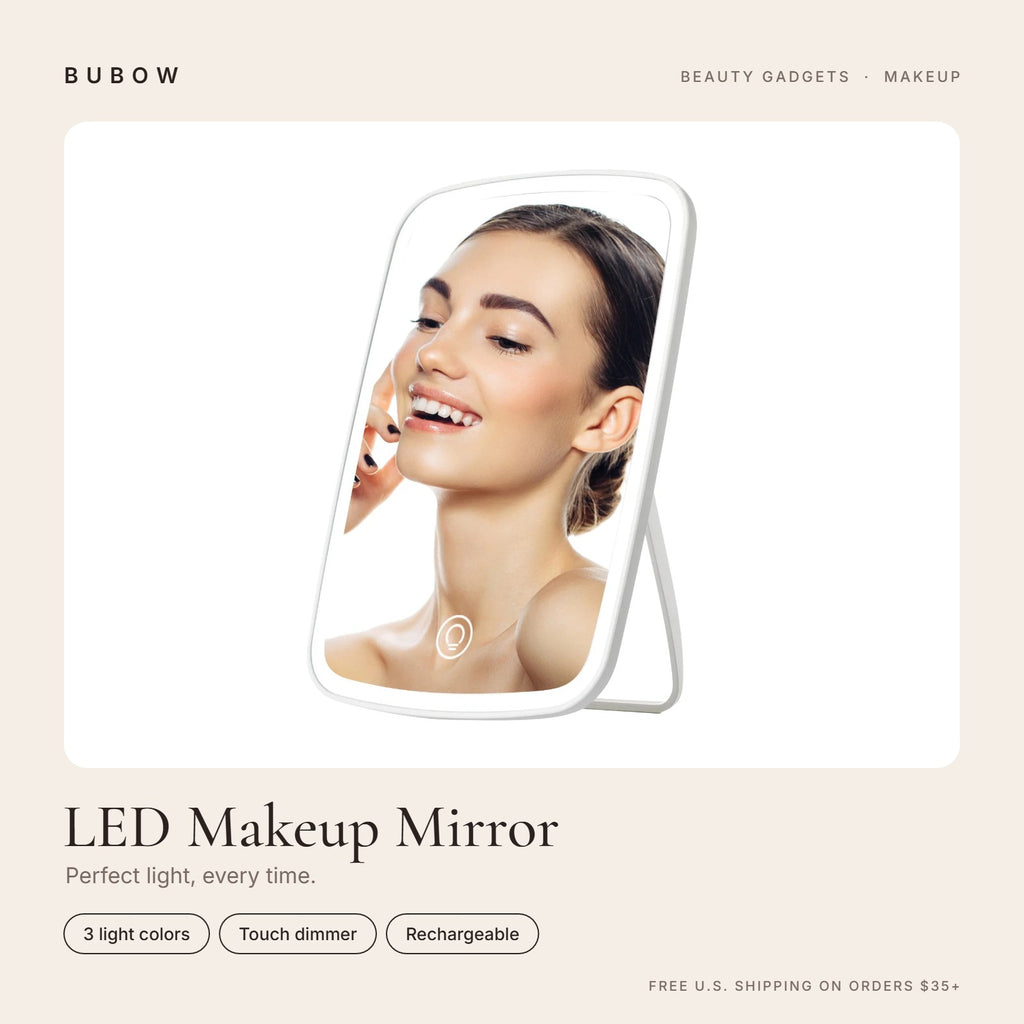 BUBOW LED Lighted Makeup Mirror with Touch Dimmer – Perfect light, every time.