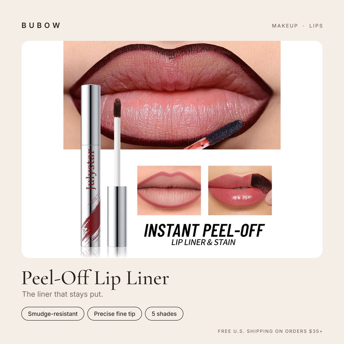 BUBOW Peel-Off Lip Liner – The liner that stays put.