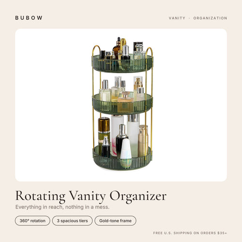 BUBOW 3-Tier Rotating Makeup & Perfume Organizer – Everything in reach, nothing in a mess.