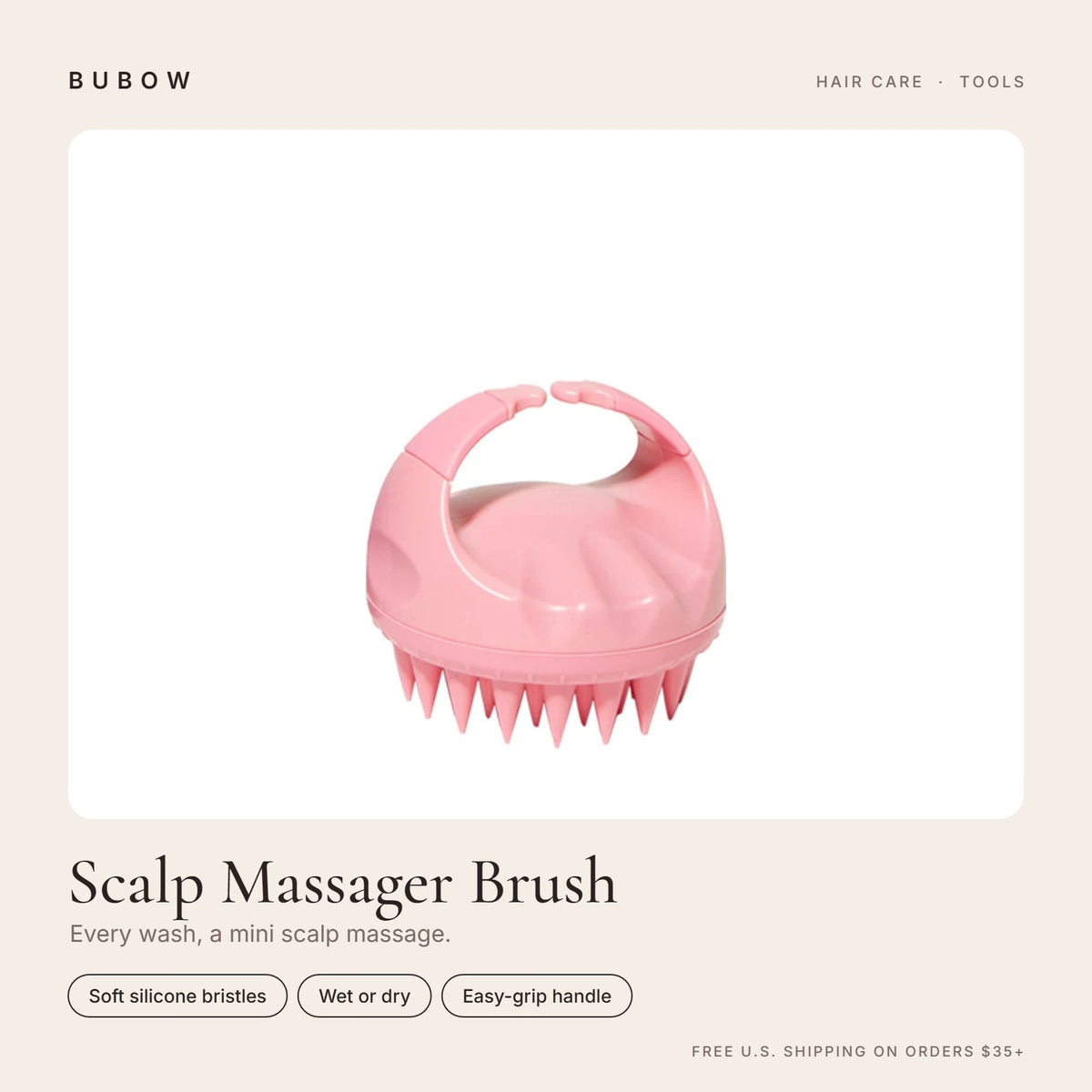 BUBOW Silicone Scalp Massager Shampoo Brush – Every wash, a mini scalp massage.