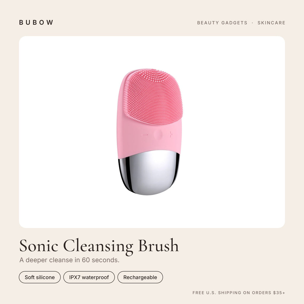BUBOW Sonic Silicone Facial Cleansing Brush – A deeper cleanse in 60 seconds.