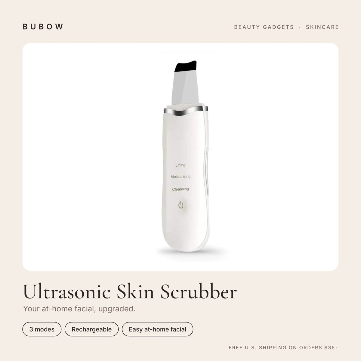 BUBOW Ultrasonic Skin Scrubber Facial Spatula – Your at-home facial, upgraded.