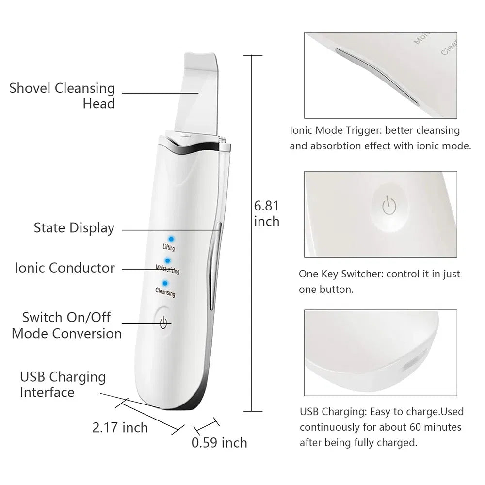 BUBOW Ultrasonic Skin Scrubber Facial Spatula – product photo 4