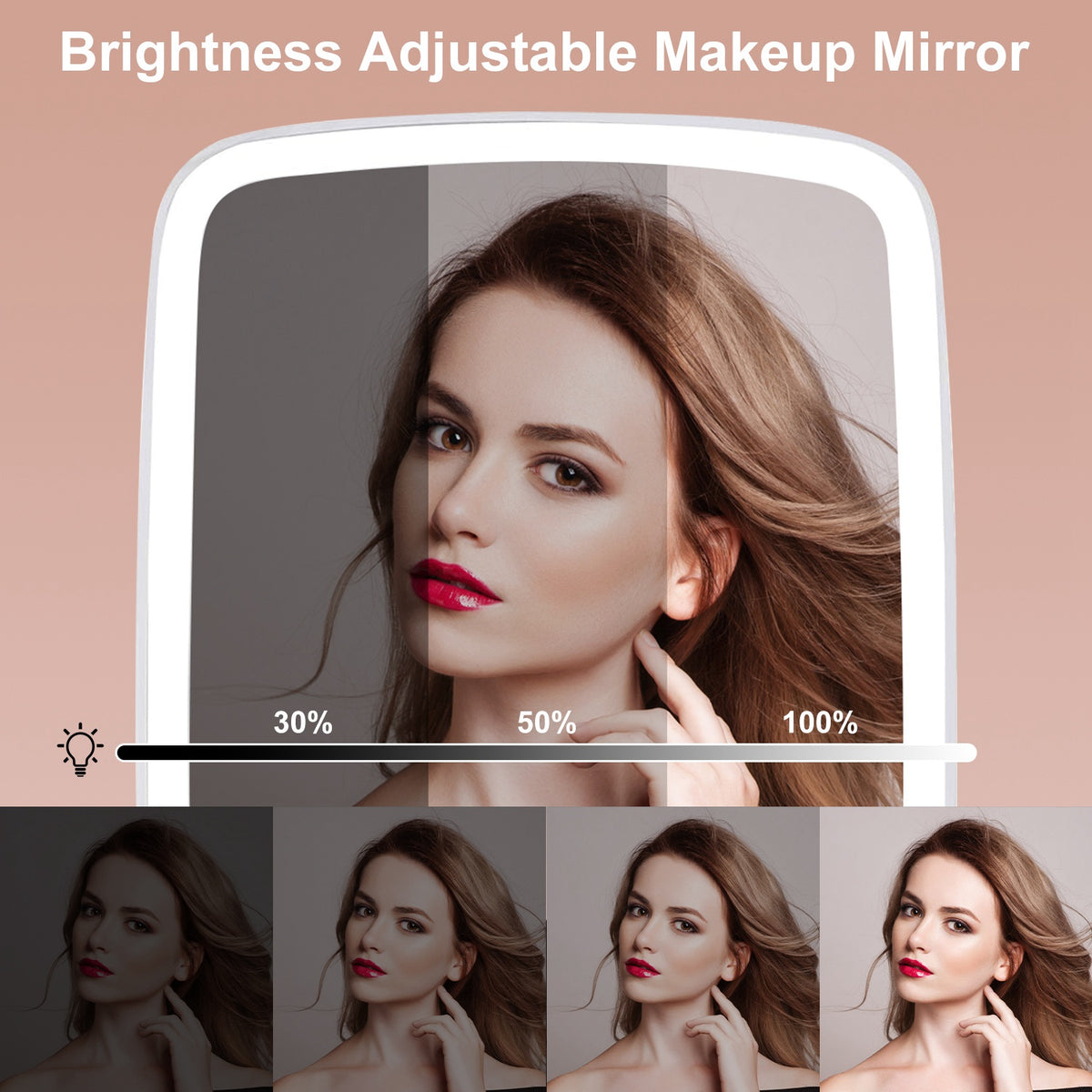 BUBOW LED Lighted Makeup Mirror with Touch Dimmer – product photo 3